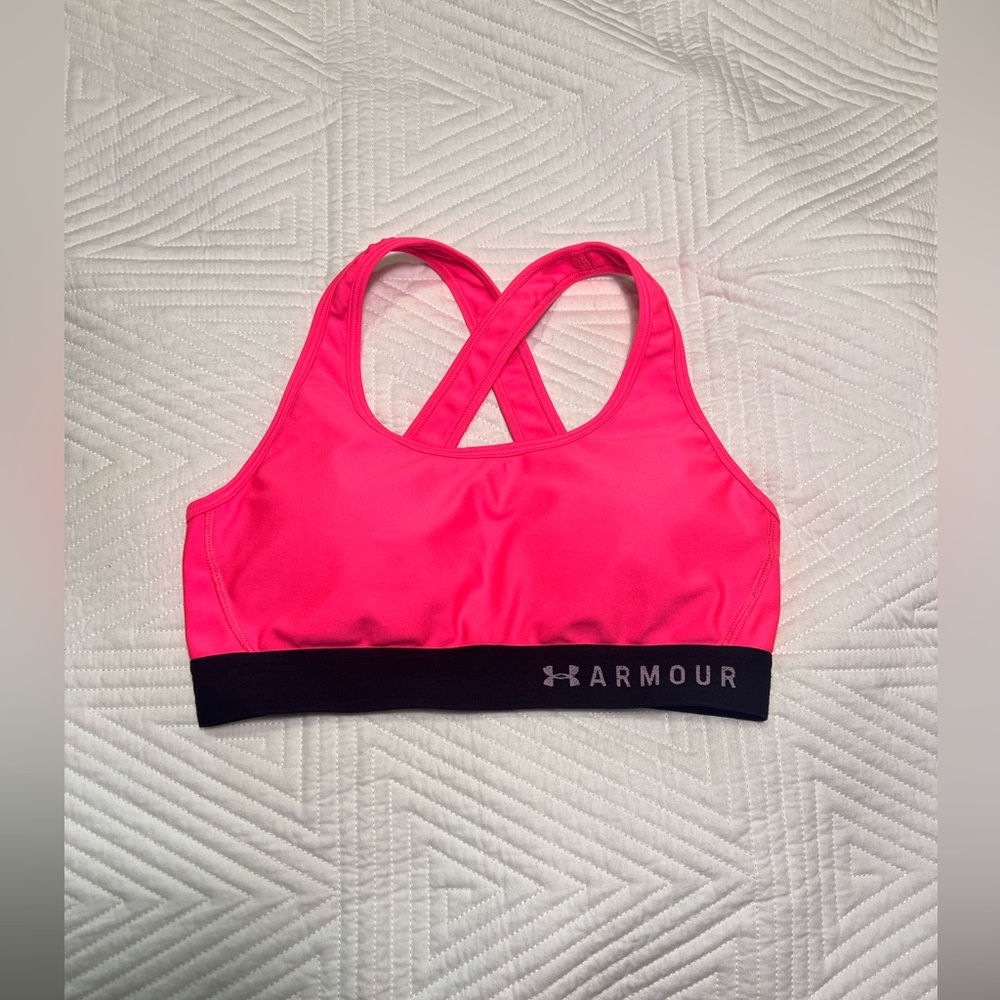 Hot pink Under Armour sports bra. Size L.